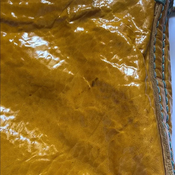 49 Square Miles Vibrant Yellow Leather Shoulder Bag with Glossy Finish - Picture 6 of 13